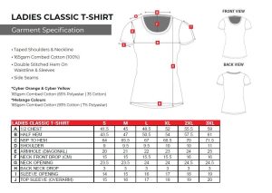 ladies fitted size chart