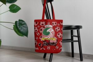 falcons club tote bag soccer pattern red