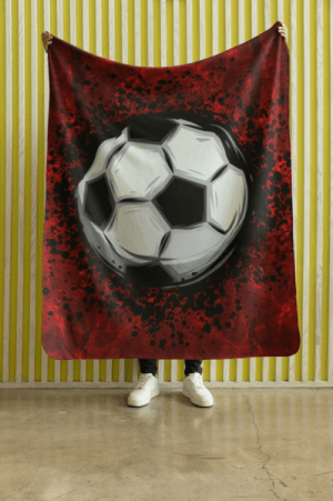 Red soccer fleece throw