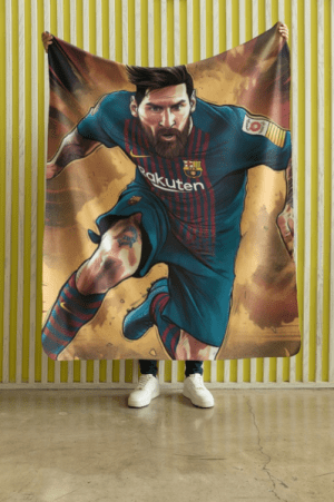 Messi soccer fleece throw